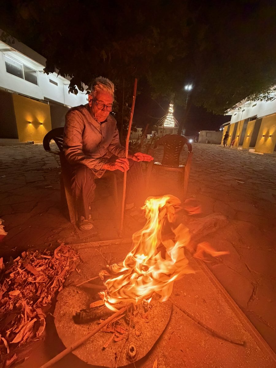 Around the bonfire at night